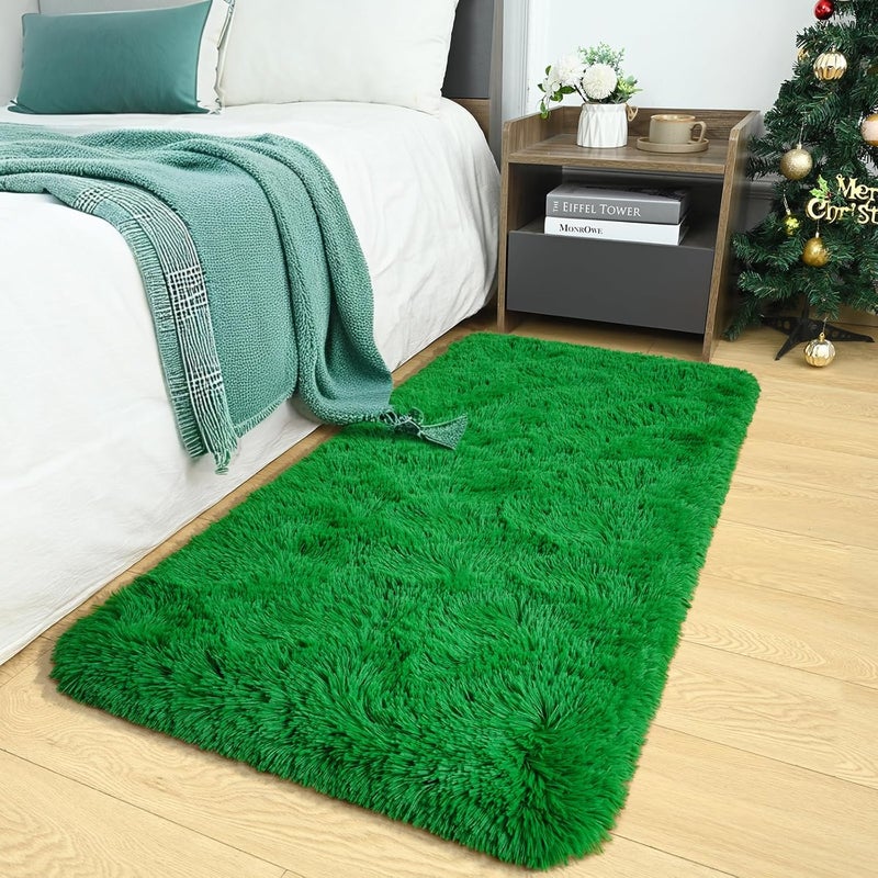 AROGAN 2x4 Feet Soft Runner Rugs for Bedroom Plush Fluffy Rug, Shag Furry Area Rug Carpet Non Shedding for Nursery Children Kids Girls Room Home Hallways Decorative, Green - Image 3